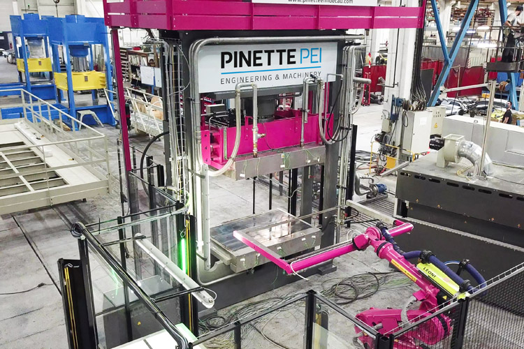 Robotised thermoplastic stamping cell (Image courtesy of Pinette PEI)